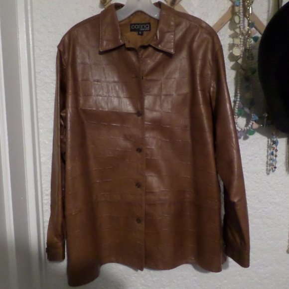 Carina New York Embossed Leather Car Coat Sz L - Picture 3 of 9